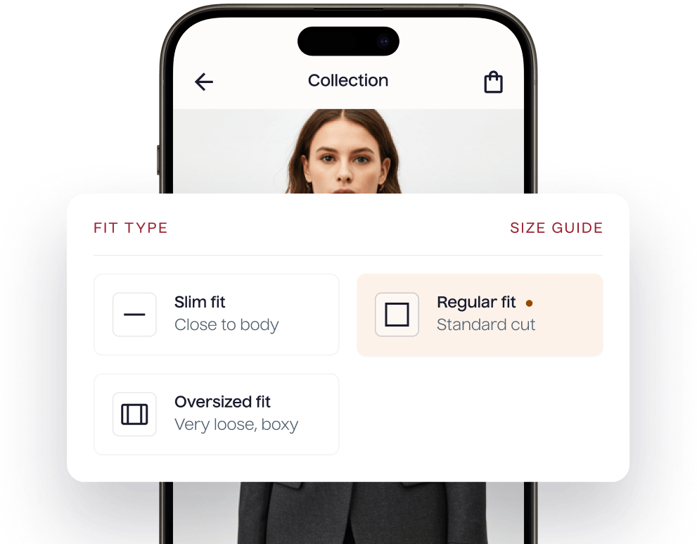 Slim, regular, or relaxed — shown at a glance