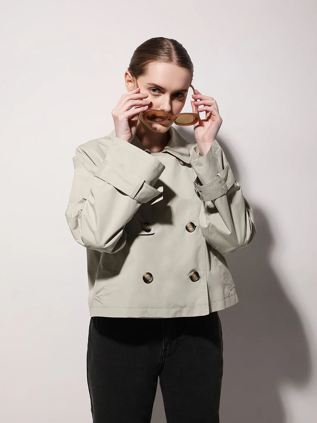 Beige Short Trench Coat image 1