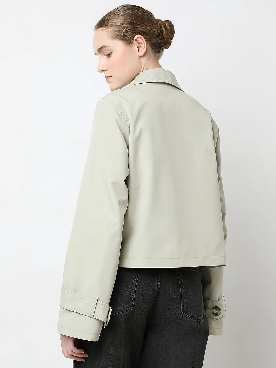 Beige Short Trench Coat view 4