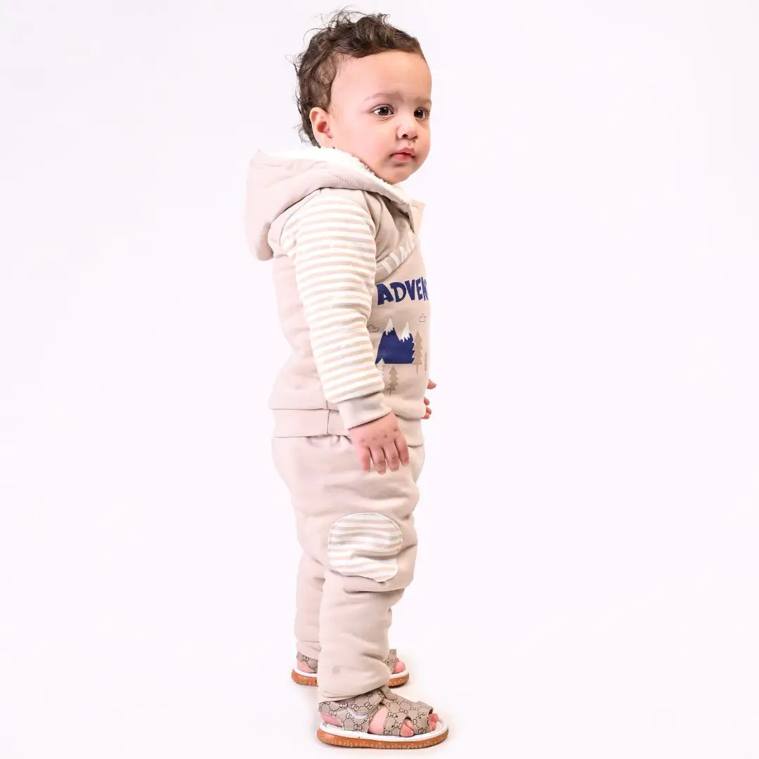 Adventure Fleece Winter Co-Ord Set with Sherpa - Beige view 3