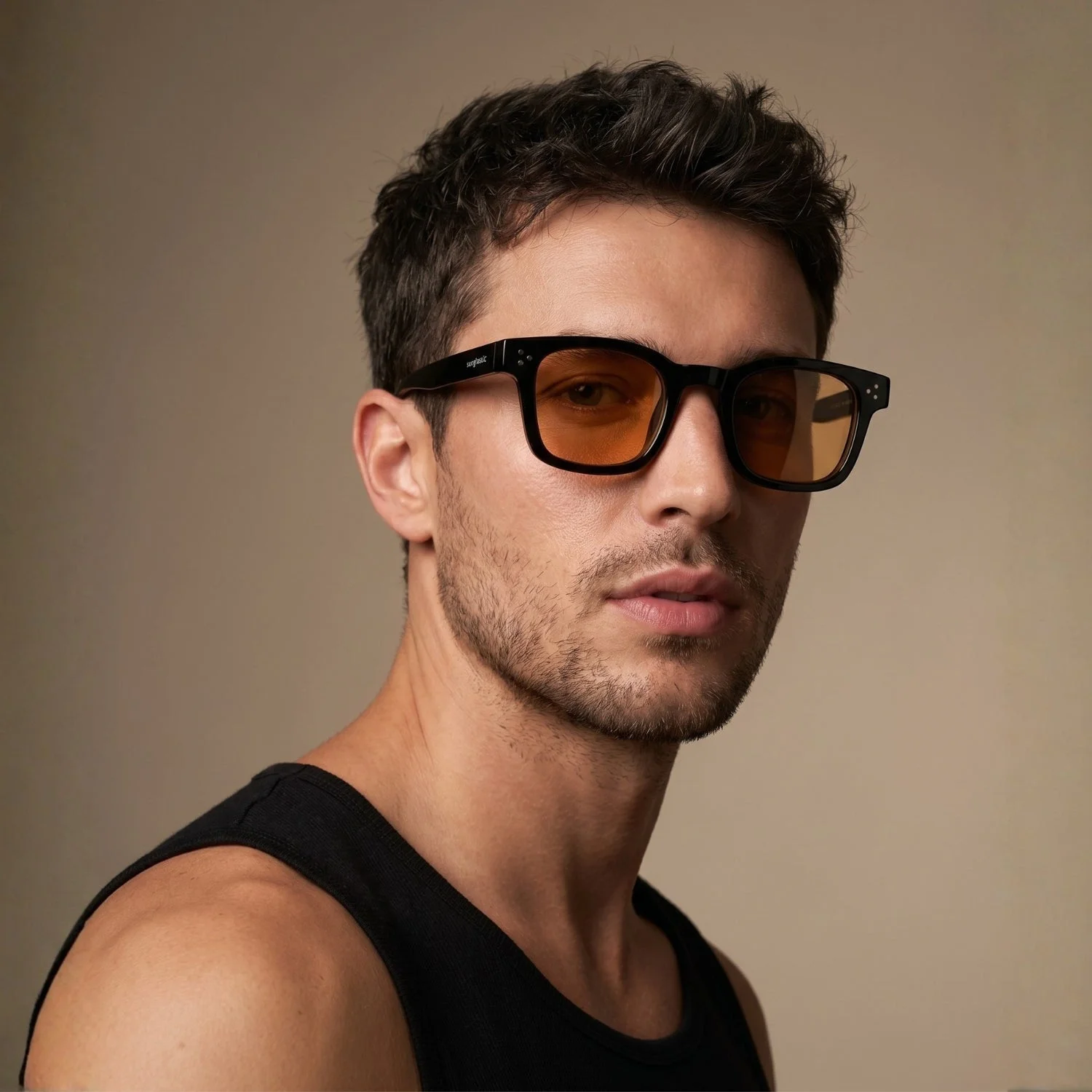Ares Black Orange Square Sunglasses image 2