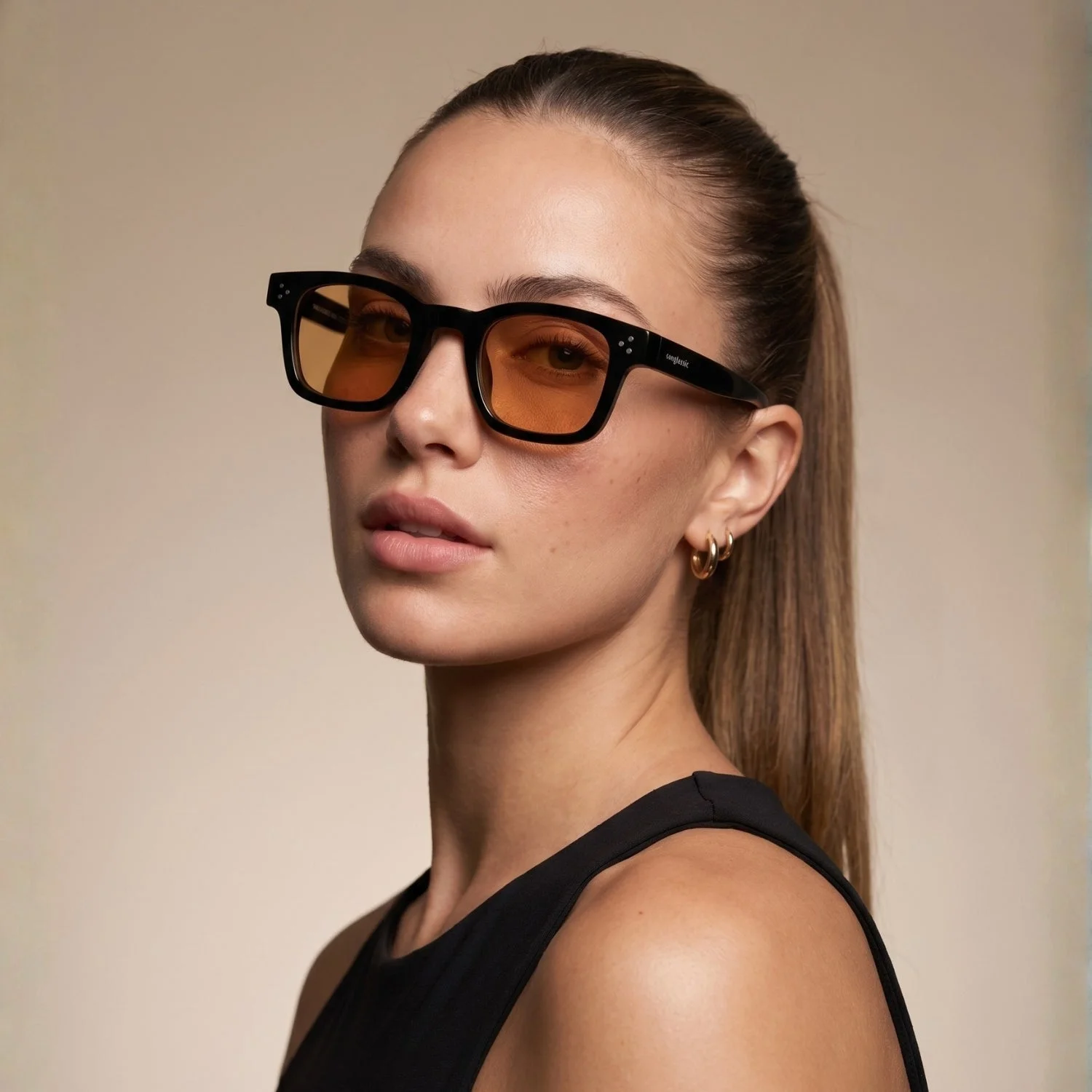 Ares Black Orange Square Sunglasses image 3