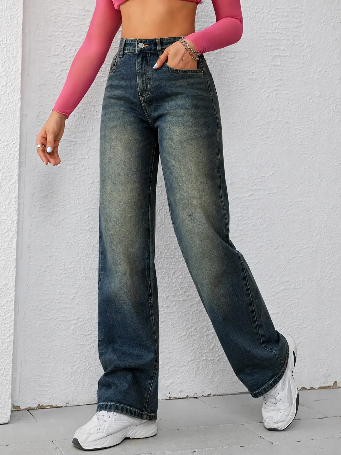 Baddie Vintage Dirty Wash Dad Fit Jeans view 2