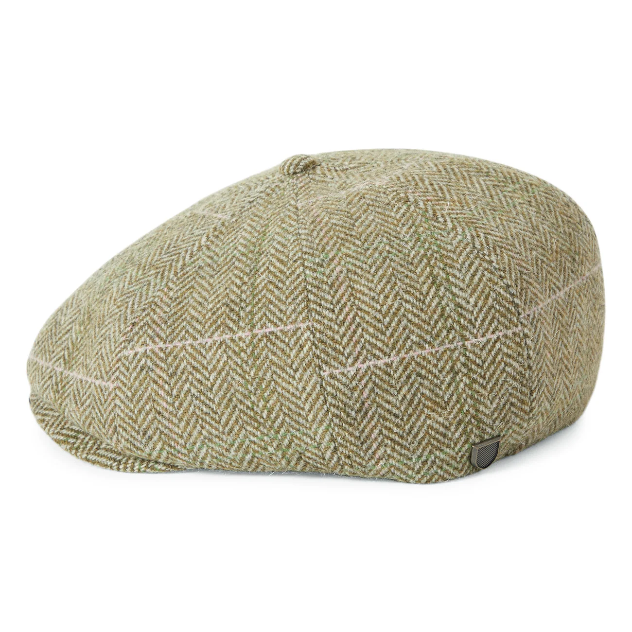 Brixton Hats Brood Herringbone Lightweight Newsboy Cap - Green-Sand-Pink image 2