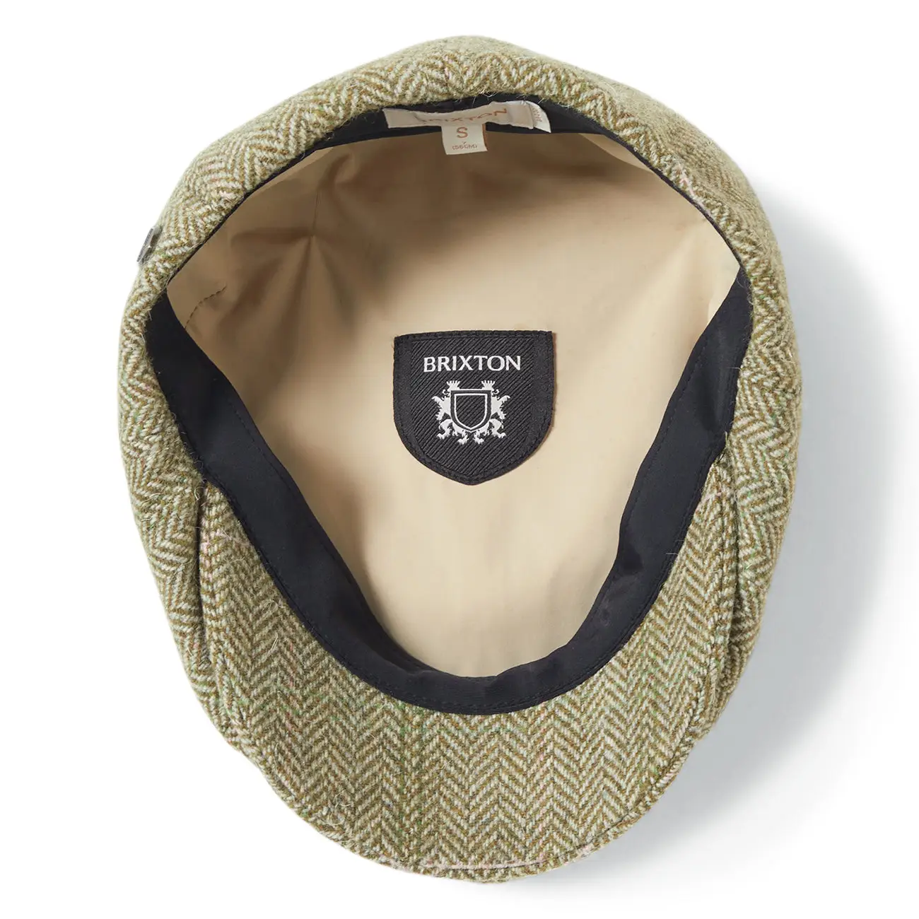 Brixton Hats Brood Herringbone Lightweight Newsboy Cap - Green-Sand-Pink view 3