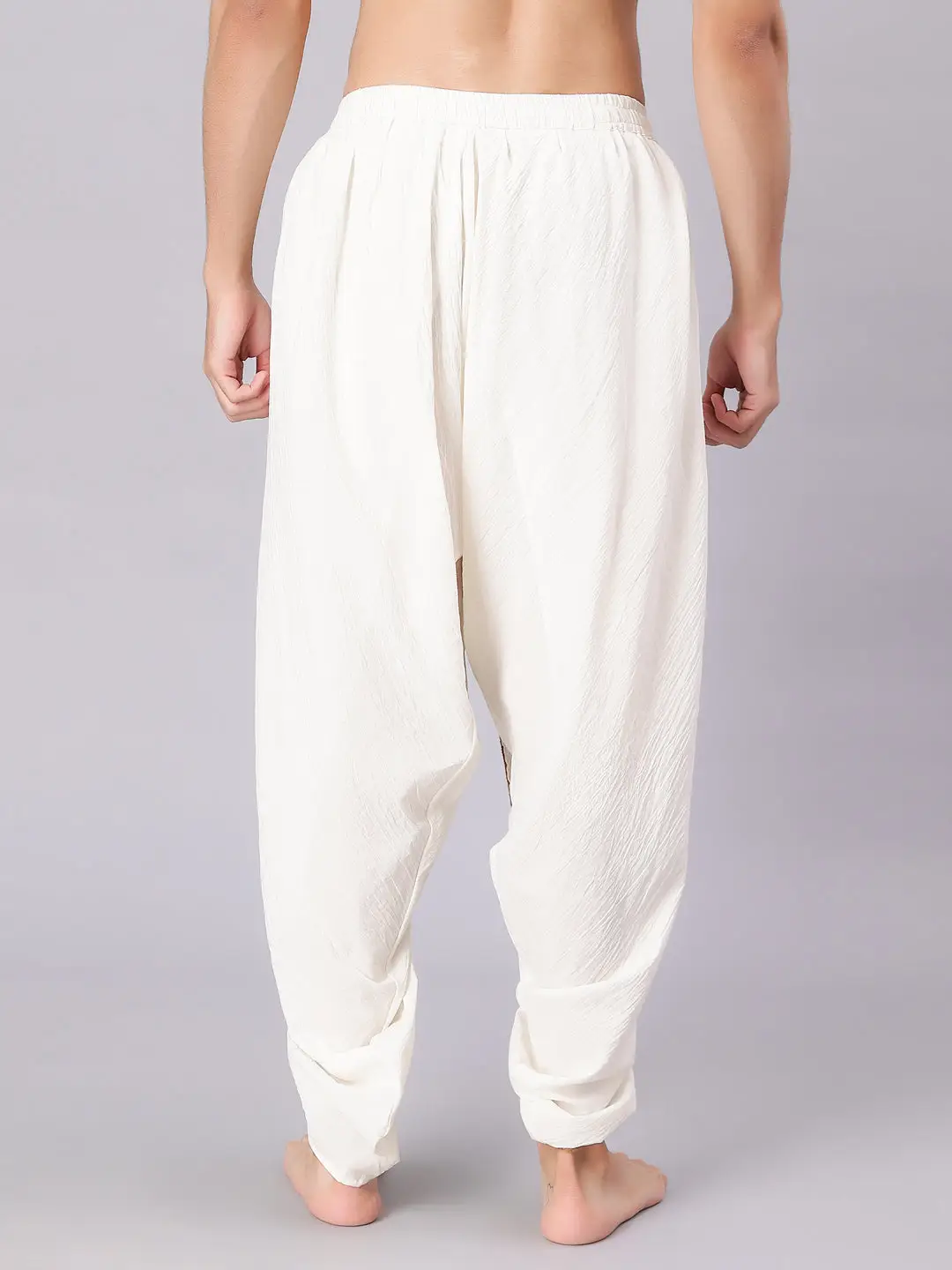Dhoti Drapers for Men with Border - Off White/ Cream view 3