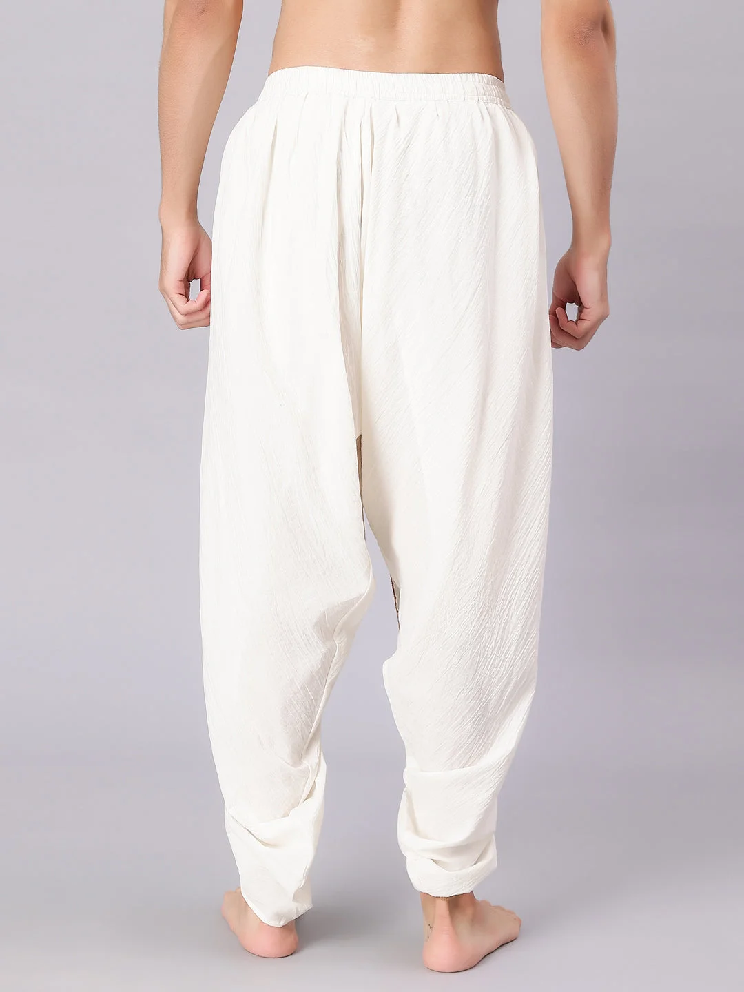 Dhoti Drapers for Men with Border - Off White/ Cream image 3