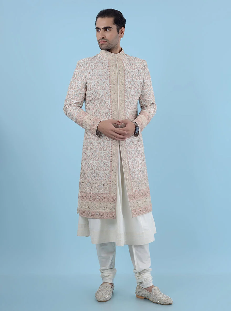 Cream Multi Sherwani | TULA image 3