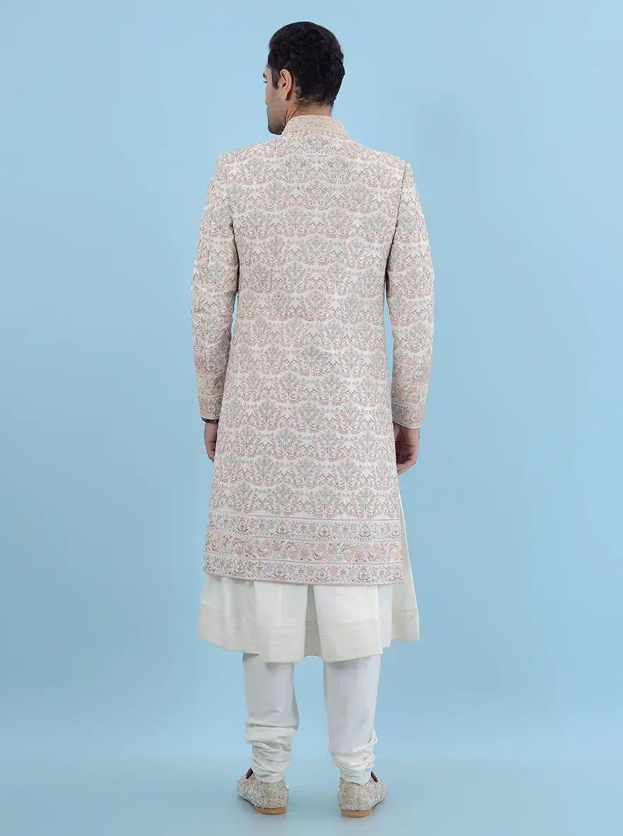 Cream Multi Sherwani | TULA view 4