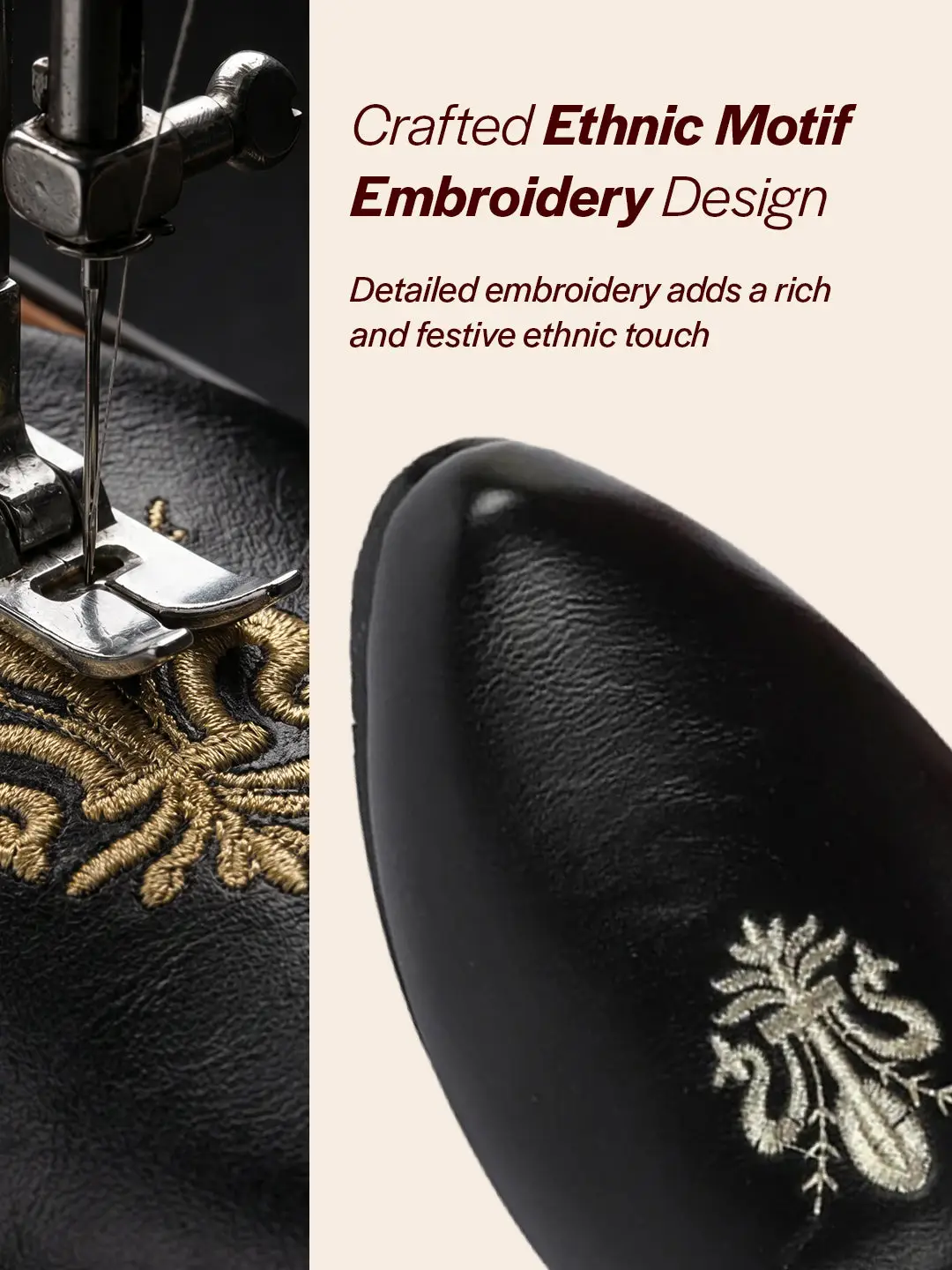 Men Black Wedding Ethnic Party Embroidery Design Slip On Juttis and Mojaris view 2