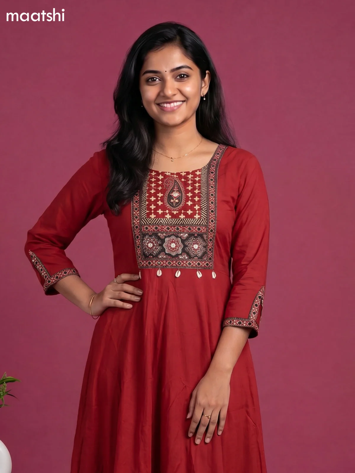 Maroon Anarkali Cotton Suit image 3