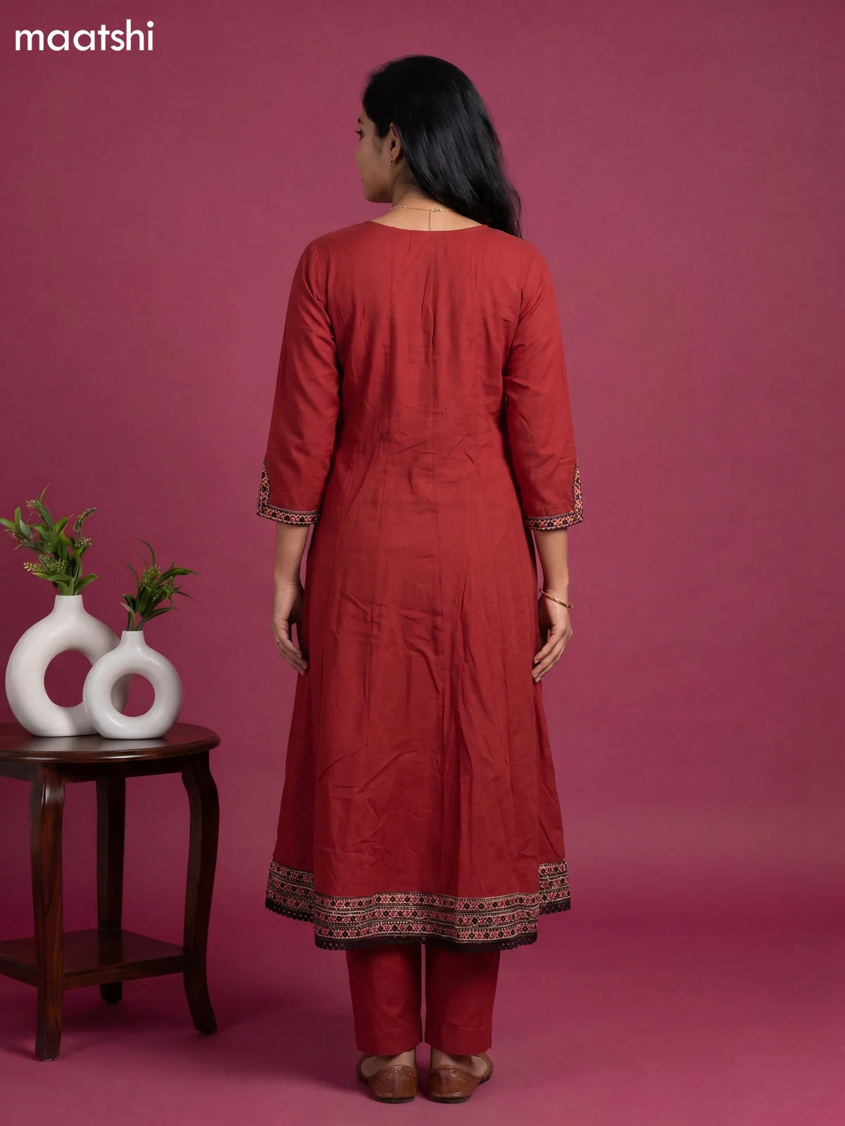 Maroon Anarkali Cotton Suit image 4