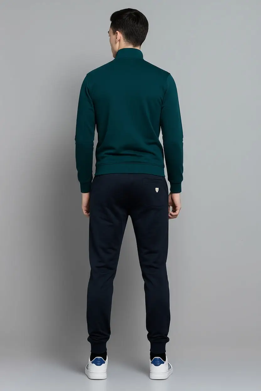 Men Colourblocked Mock Collar Mid-Rise Tracksuits view 5
