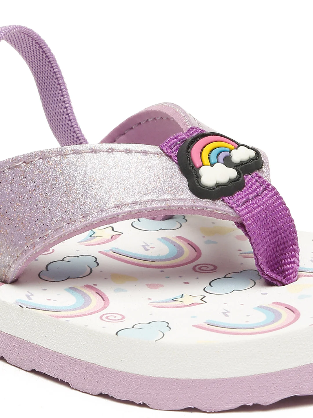 Premium Rainbow V-Shape Flip-flops With Adjustable BackSupport - Purple (Girls) image 2