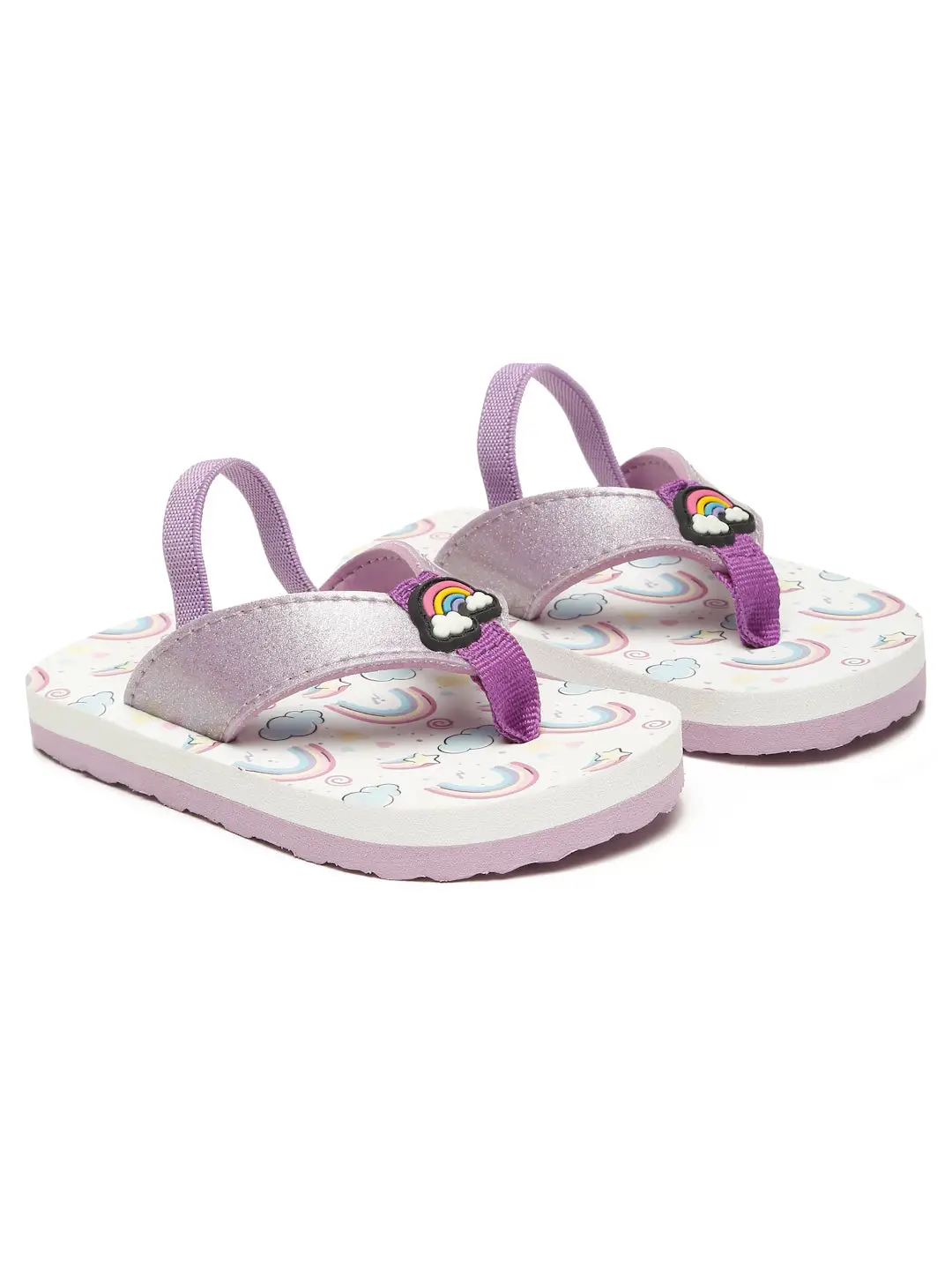 Premium Rainbow V-Shape Flip-flops With Adjustable BackSupport - Purple (Girls) view 3