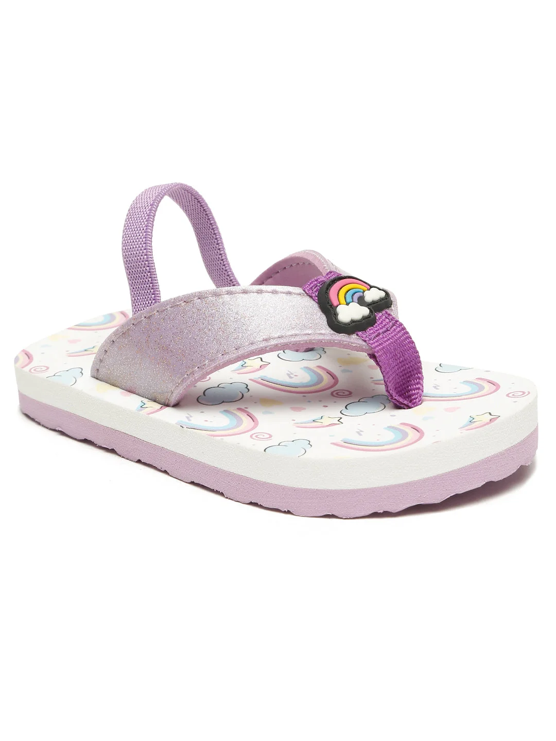 Premium Rainbow V-Shape Flip-flops With Adjustable BackSupport - Purple (Girls) image 4