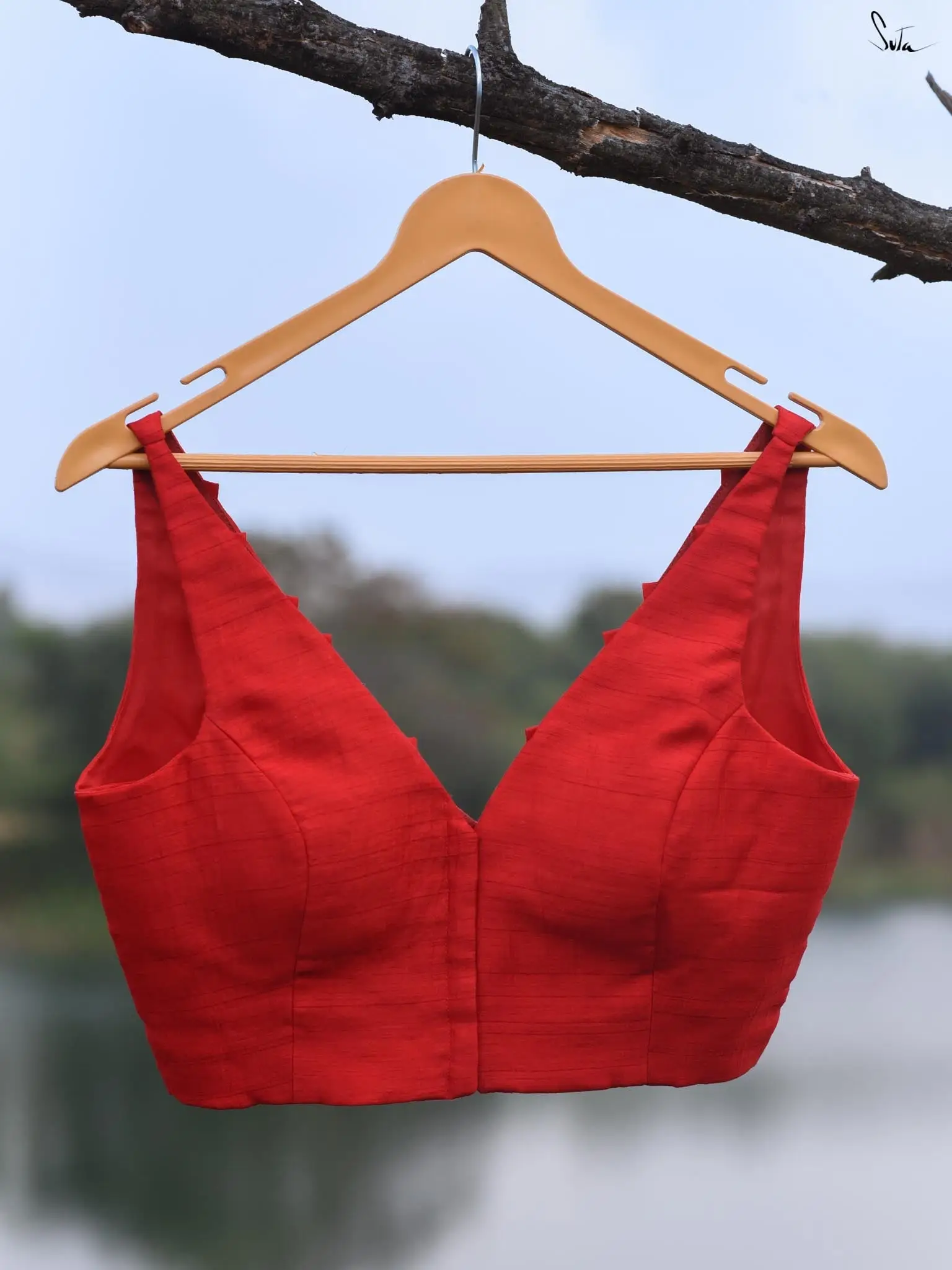Red Eri Silk Saree Blouse view 3