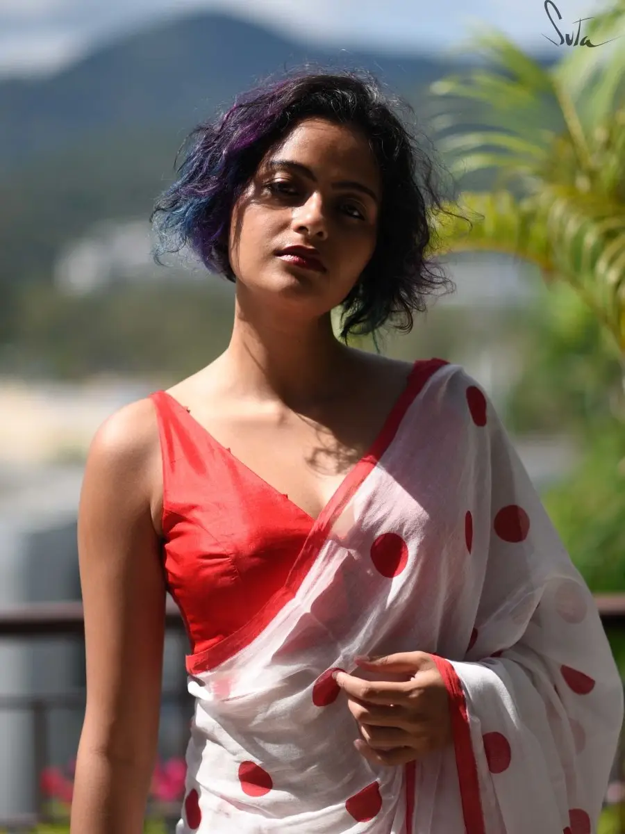 Red Eri Silk Saree Blouse view 4