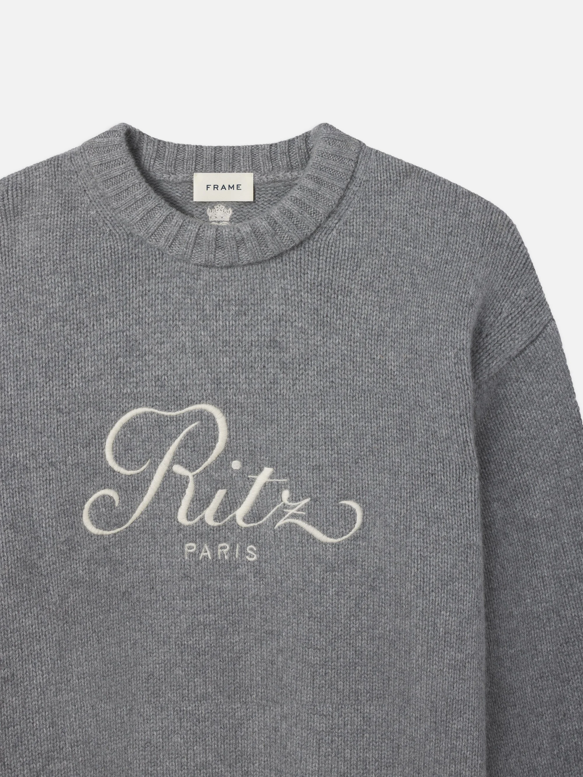 Ritz Unisex Cashmere Sweater -- Grey Melange image 3