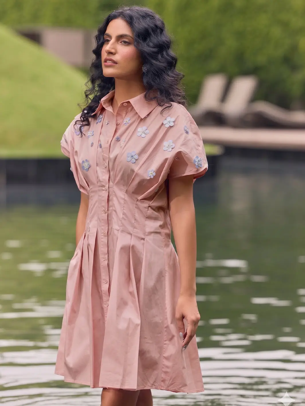 Whipped Flowers Embroidered Peach Dress view 2
