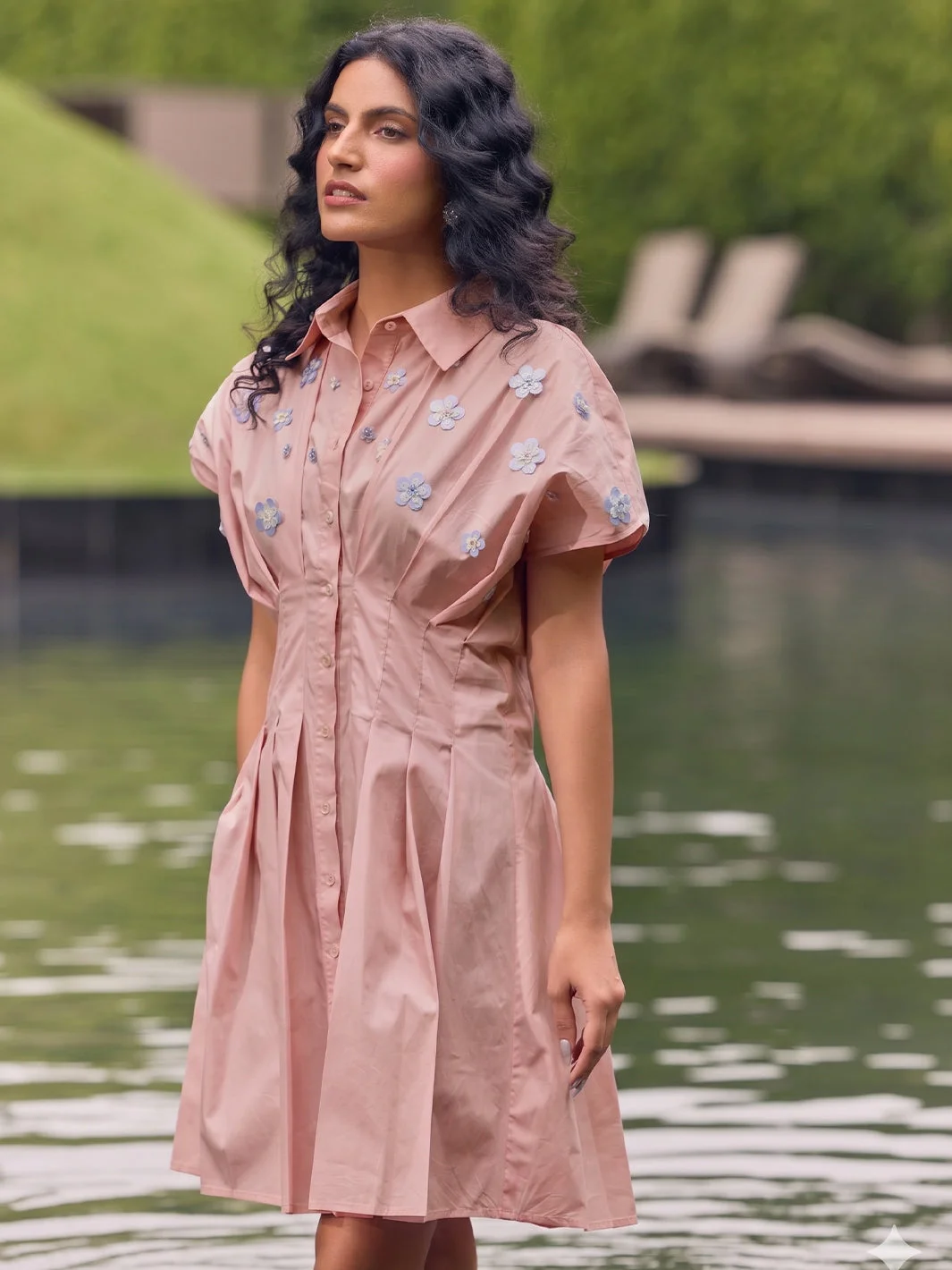 Whipped Flowers Embroidered Peach Dress image 2